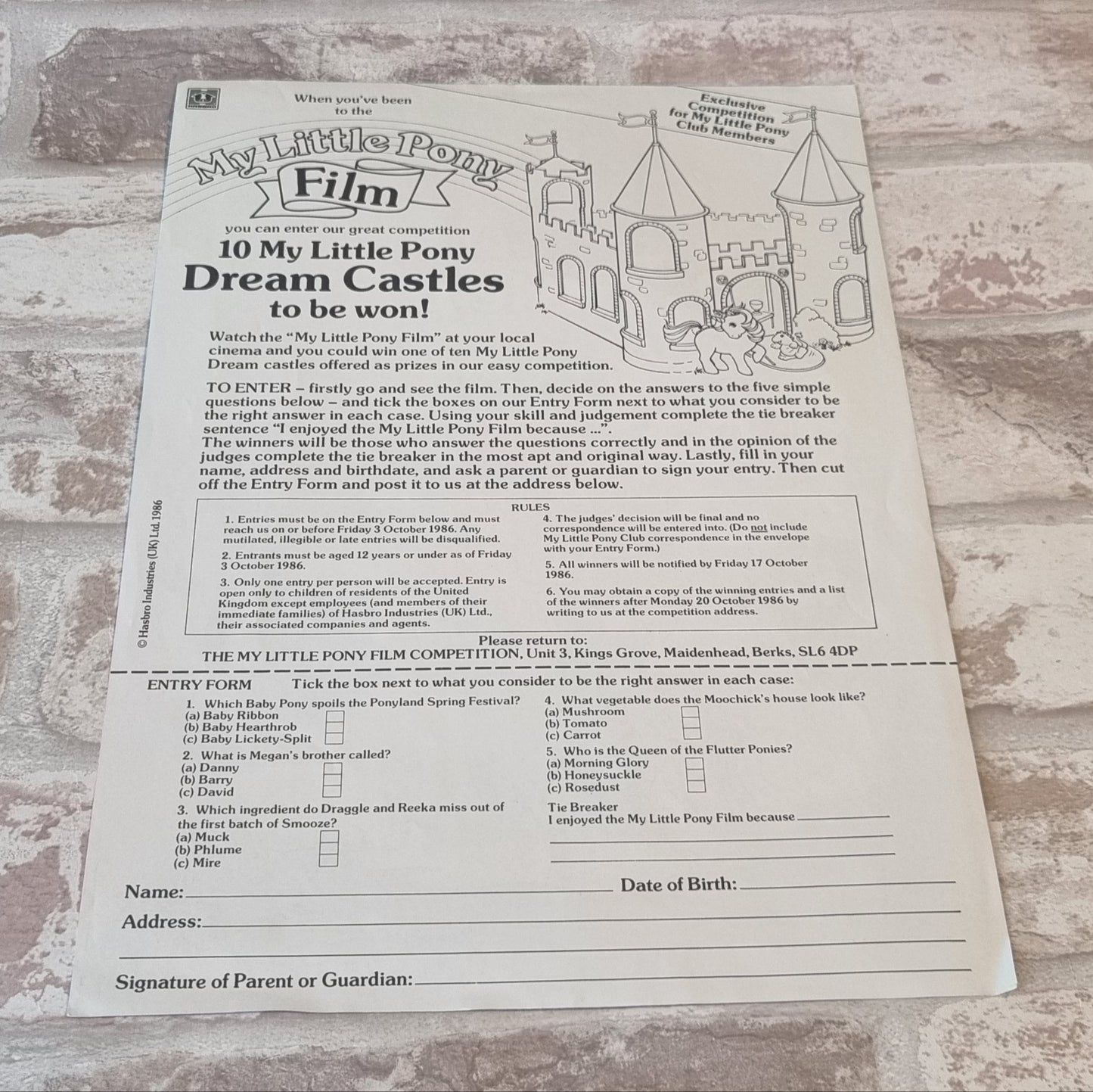 My Little Pony the Movie Poster Competition Leaflet