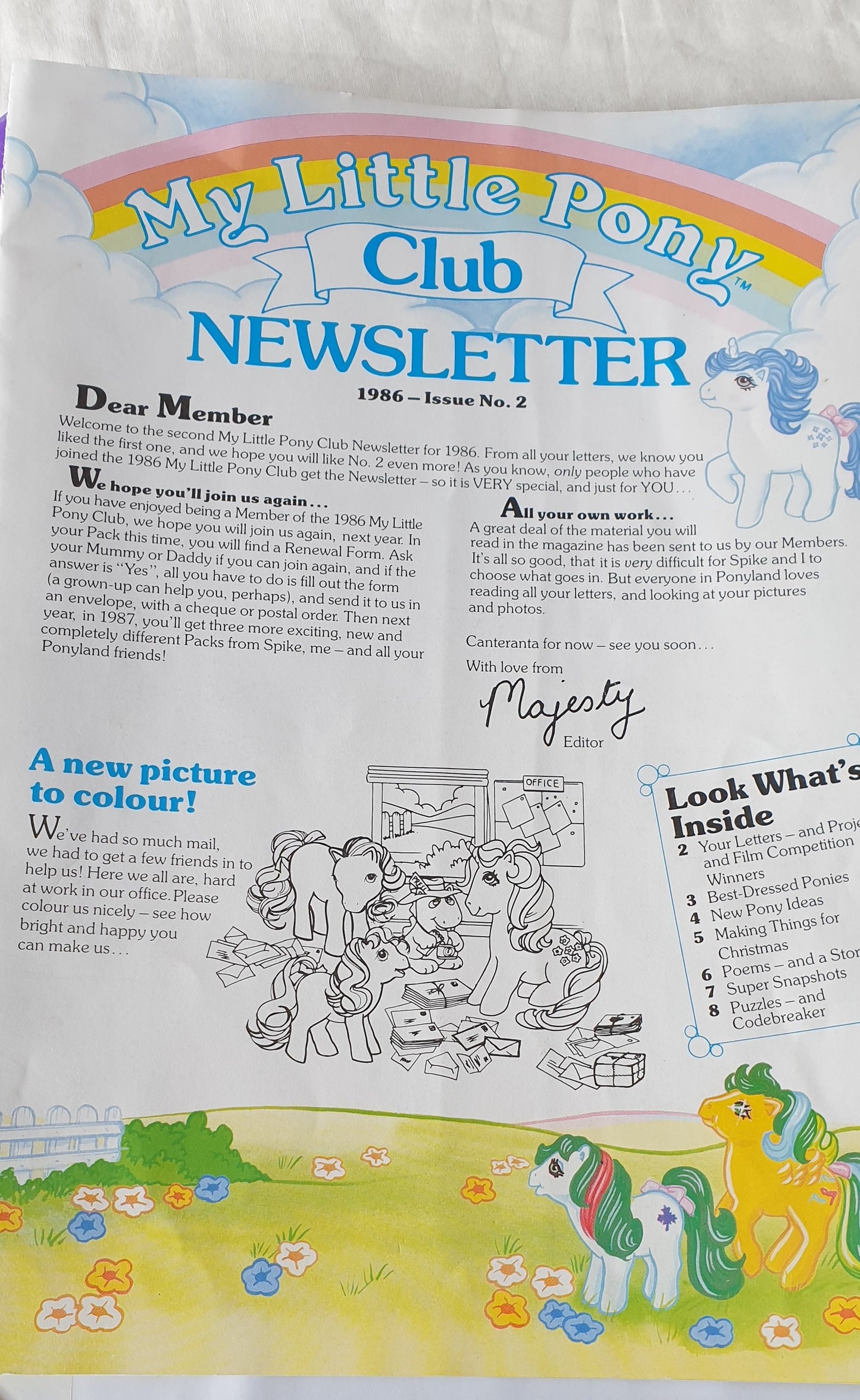 G1 My Little Pony UK Activity Club Newsletter Issue 2 - 1986