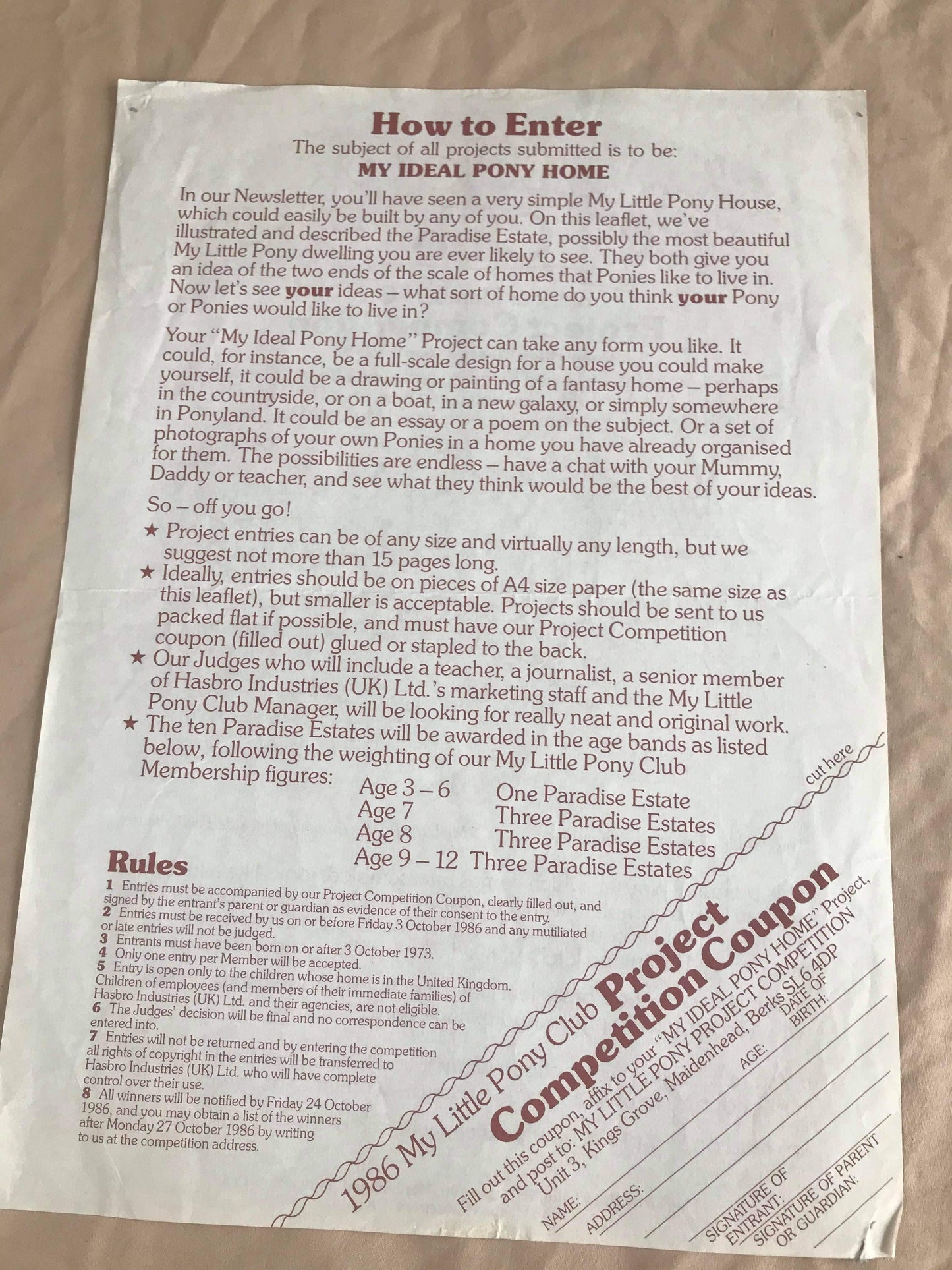 Pamphlet - Paradise Estate Competition 1986