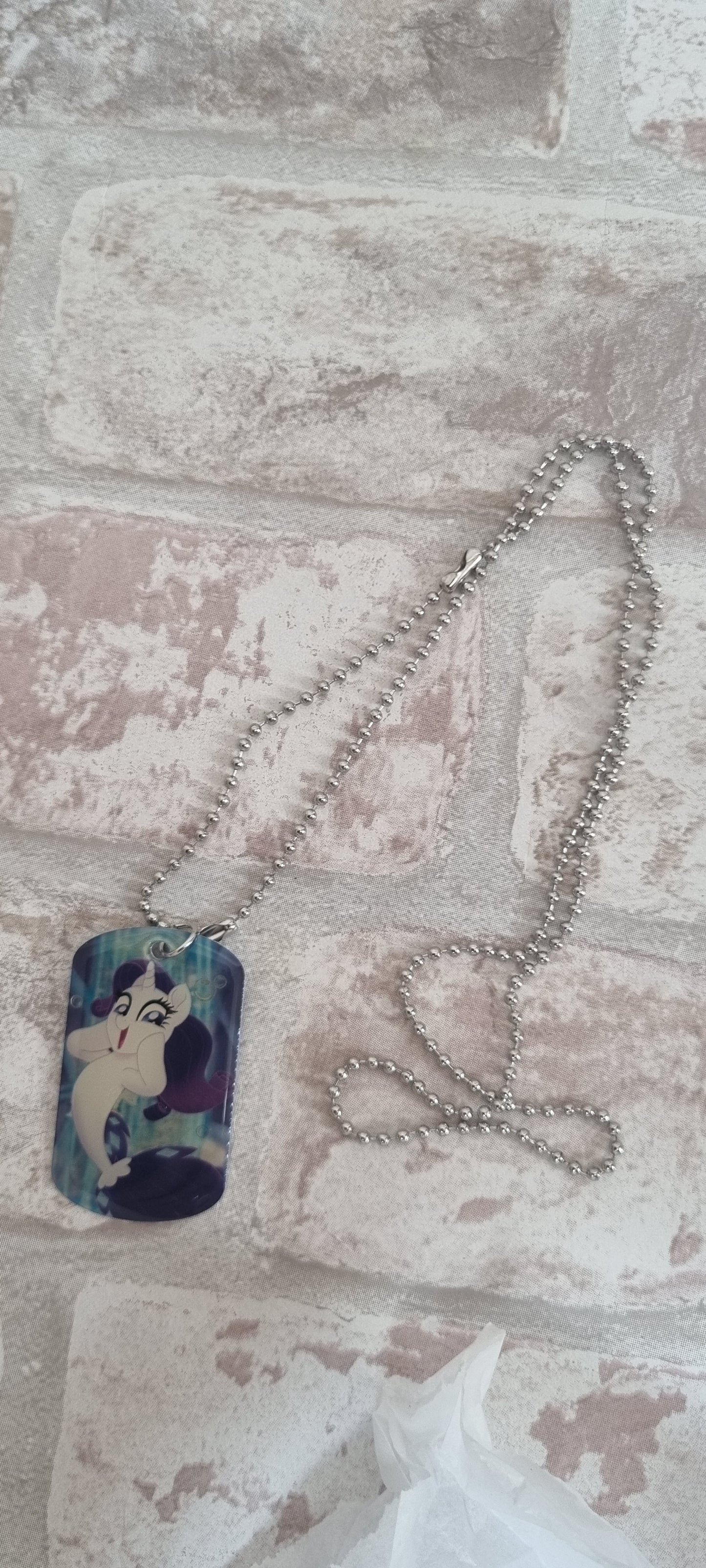 G4 Metal Dog Tag Necklace - Rarity Sea Pony