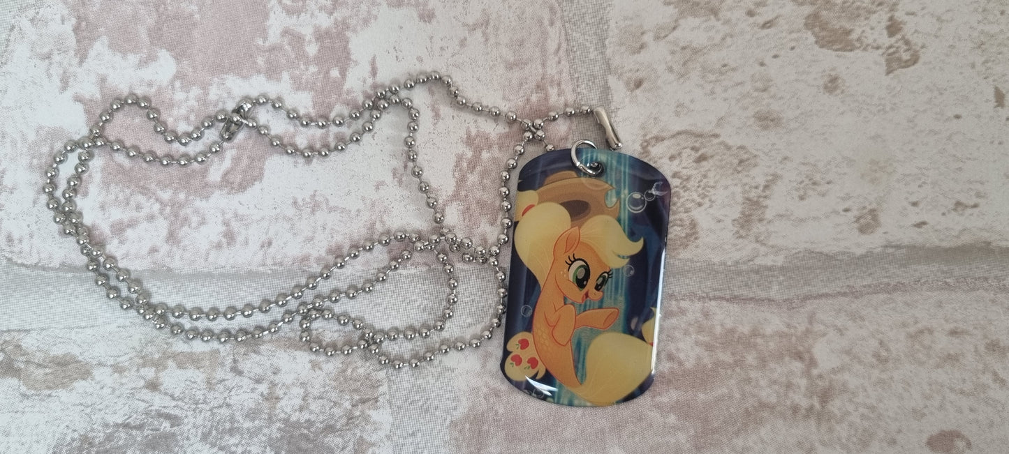 G4 Metal Dog Tag Necklace - Applejack Sea Pony