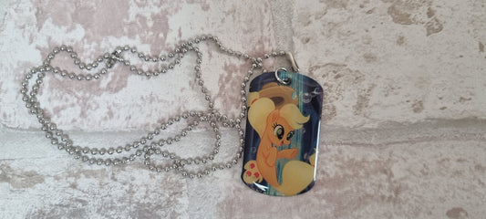 G4 Metal Dog Tag Necklace - Applejack Sea Pony