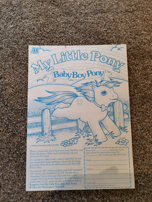 My Little Pony Vintage G1 Baby Lucky Mail Order Leaflet